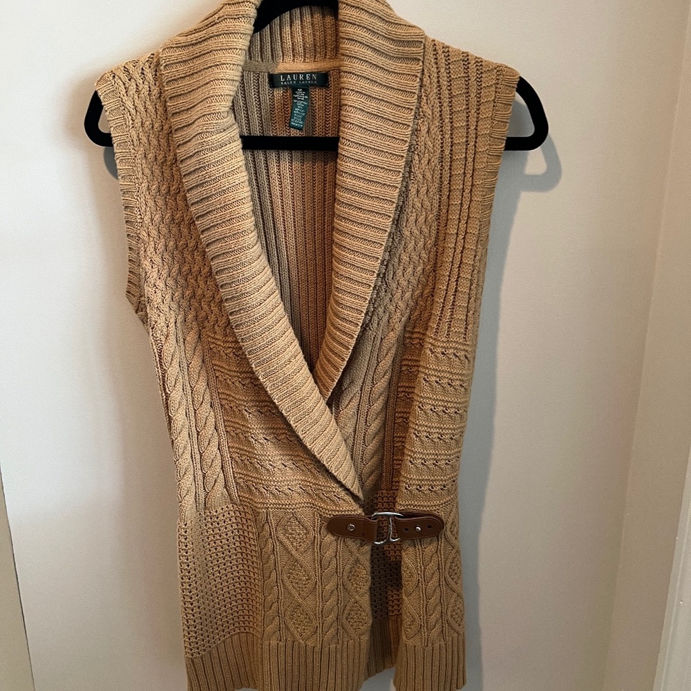 Ralph Lauren Cotton Cabled Vest Ladies M